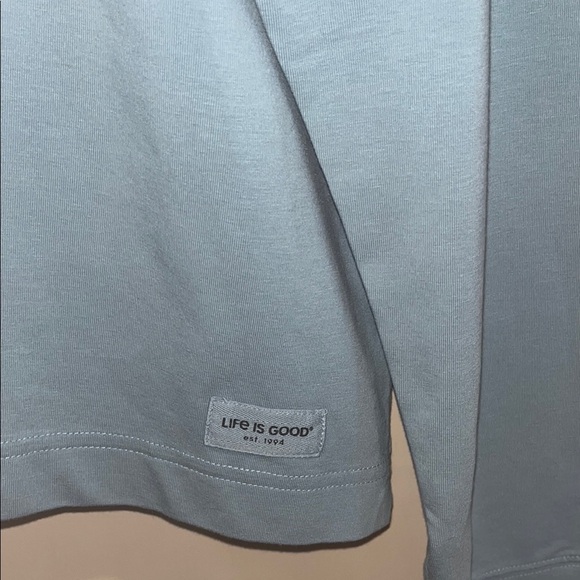 Life is Good Blue Hoodie with Good Vibes Print - Picture 4 of 10